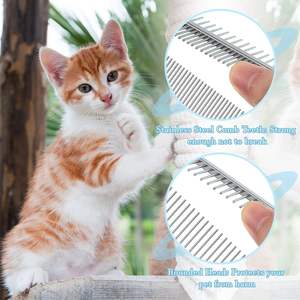 Peine Cortapelos para Mascotas de Acero Inoxidable con Mango de Madera, Fácil de Limpiar, Cepillo de Aseo para Perros y Gatos, Accesorio Simple para Masaje de Mascotas Pequeñas - Product Image 3