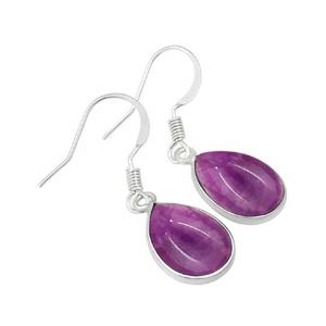925 solide en argent Sterling améthyste pierres précieuses boucles d'oreilles en forme de poire pour femmes et filles boucles d'oreilles pendantes bijoux en argent - Product Image 1