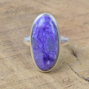 แหวน Charoite สีม่วงสไตล์ Boho 925แหวนพลอยเงินสเตอร์ลิงทำด้วยมือเครื่องประดับ June birthstone รูปไข่ของขวัญสำหรับวันเกิด - Product Image 5