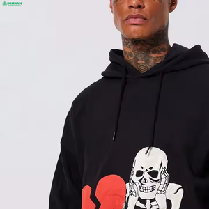 Sweat-shirts à capuche unisexes en molleton 100% coton épais 400 GSM, respirants, séchage rapide, impression puff, basiques streetwear, DTG - Product Image 4