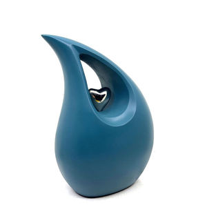 Urne en aluminium en forme de larme Matt Teal, urne funéraire premium pour cendres humaines adultes, souvenir commémoratif, exportateur, prix de gros personnalisé - Product Image 1
