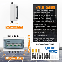 Boîtier de Combinaison Solaire Photovoltaïque 1000V CC 4 Chaînes 4 Entrées 4 Sorties IP65 Étanche avec Disjoncteur 40A et Protection Contre les Surtensions 20-40kA