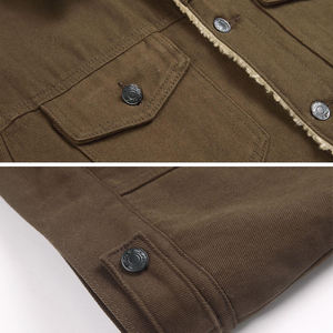 Veste en jean personnalisée en tissu polaire en coton uni pour homme, veste en jean respirante de luxe avec logo imprimé pour homme - Product Image 5