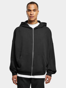 Sweat à capuche zippé noir unisexe en molleton épais avec poches Veste streetwear décontractée à fermeture éclair complète pour hommes et femmes - Product Image 2