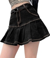 Jupe en jean décontractée pour femme, taille haute, longueur genou, boutonnée, design personnalisé, en coton lavé 100%, collection été - Grande Vente