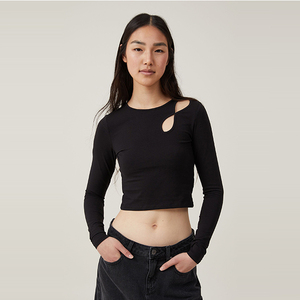 100% coton extensible matériel vêtements de mode nouvelles manches Reglan coupe régulière vente chaude en gros femmes chemises à manches longues - Product Image 1