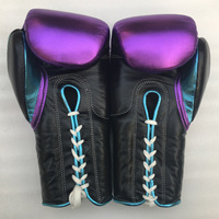 Guantes de Boxeo de Cuero Brillante de Alta Calidad, Guantes de Boxeo Metálicos con Cordones, Guantes de Boxeo con Logotipo Personalizado, Guantes de Boxeo con Color Personalizado