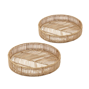 ถาดรองหวายสานมืออเนกประสงค์ถาดเสิร์ฟเป็นมิตรกับสิ่งแวดล้อมและทนทานสำหรับเสิร์ฟอาหารสิ่งของที่จัดระเบียบและของตกแต่งบ้าน - Product Image 1