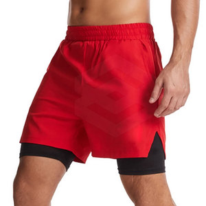 Custom Logo Summer Use Double <b>Layer</b> Athletic Shorts Elastic Waist Shorts Cotton Polyester Made Shorts - Product Image 3