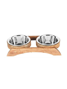 ชามสุนัขโครงไม้ใส่อาหารสุนัขชามสเตนเลสสำหรับแมวชามสุนัขแบบตั้งได้ - Product Image 3