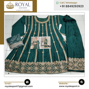 Fournisseur indien de vêtements ethniques de bonne qualité Designer de mode Real Georgette & Chinon Palazzo Suit With Embroidery Work - Product Image 6