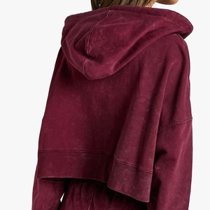 Détaillant Vintage Acid Wash 2 en 1 Sweat à capuche zippé d'hiver lourd pour femme 100% coton - Product Image 4