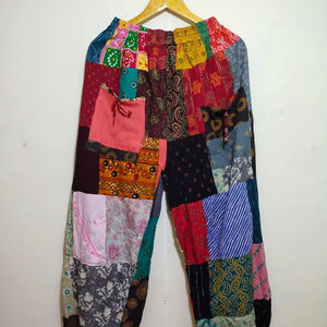 Sarouel avec poches en patchwork de bohème multicolore Toutes saisons Vente en gros Pantalons d'été pour femmes Pantalons de festival vêtements pour femmes - Product Image 1