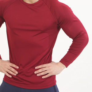 Camisetas de compresión con logotipo personalizado para hombre, Camiseta de punto Formal de entrenamiento atlético de manga larga con cuello redondo y secado fresco - Product Image 5