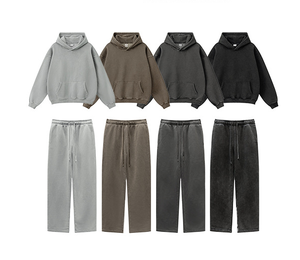 Conjunto Deportivo de Pantalones y Sudadera con Capucha Holgada y Transpirable de Algodón 100% para Hombre, Estilo Casual de Otoño, Personalizado OEM, Venta al por Mayor en EE. UU., Tejido de Rizo - Product Image 6