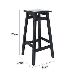 Well Home 'Laira' Juego de 2 taburetes de bar de madera de pino negro de 70 cm, elegantes y con estilo - Product Image 3