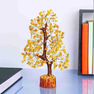 Pierre semi-précieuse naturelle jaspe jaune arbre de pierres précieuses 300 puces arbre de cristal Feng Shui Figurine pour la décoration de la maison - Product Image 3