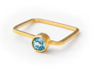 Blue Topaz Hydro Engagement Ring Gemstone Handmade Rings