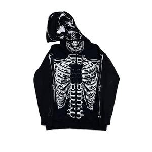 Personalizado de alta calidad de diseño de logotipo Unisex en blanco de cara completa con cremallera sudaderas con capucha al por mayor de calavera con cremallera completa fabricante de sudaderas con capucha - Product Image 1