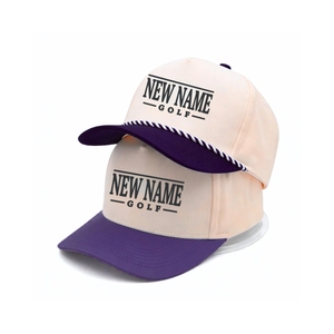 Private Label Performance Two Tone Sport Golf <b>Caps</b> 5 Panel Structured Vintage Style Custom Logo Custom Twisted Rope Back Buckle - Product Image 2