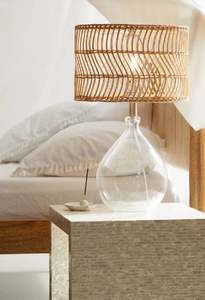 Farmhouse Style Fabric Lamp Shade Customized Design Desk Lamp with Creative Weaved Beaded Design <b>LED</b> Eye-Caring <b>Lighting</b> - Product Image 2