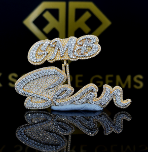 Colgante de hip hop con número personalizado, colgante de dos tonos, colgante de hip hop para hombre, colgante de moissanita, joyería de hip hop Ice Out, chapado en amarillo - Product Image 1