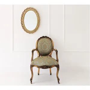 Palais de Versailles Mummy Gold Gilt Chair Handmade Mahogany Framed French Style Bedroom Chair