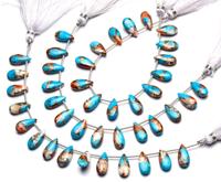 Taille personnalisable Naturel Huître Cuivre Turquoise Lisse Poire Plate Briolette Perles Polies pour la Fabrication de Bijoux