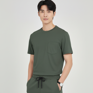 Fabricantes de uniformes médicos de comodidad ligera Bolsillo en el pecho 280Gsm Tela Cuello redondo Scrub Top Doctor Uniforme Fabricante - Product Image 1