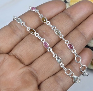 Bracelets ajustables faits à la main tendance certifiés en argent sterling 925 plaqué or avec pierres précieuses multi-zircon naturelles pour hommes, octobre - Product Image 4