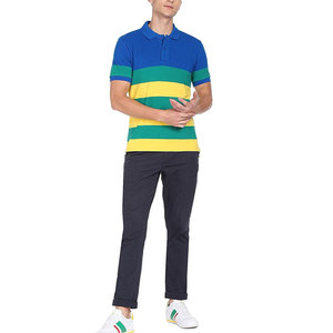 Camiseta suave de algodón 100% para hombre de tendencia superior manga corta transpirable de secado rápido para Polo con patrón de rayas - Product Image 3