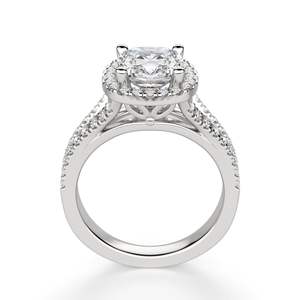 Cushion Cut Diamond Halo <b>Split</b> Shank Anniversary <b>Ring</b> For Women - Product Image 4