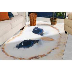 Tapis moderne imprimé hibou : décoration animale pour le bureau, le salon ou la maison, tapis en chenille - Product Image 1