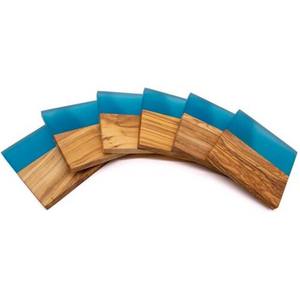 Acacia Wood Square Coasters with Clear <b>Resin</b> <b>Marine</b> <b>Resin</b> Coasters Customizable High Quality <b>Resin</b> for Home and Office Uses - Product Image 4