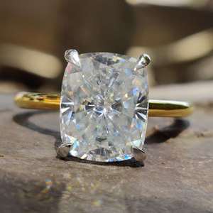 Sólido 10kt oro Moissanite solitario anillo cojín corte boda fiesta regalo para mujeres GIA certificado moda punta conjunto aniversario - Product Image 1