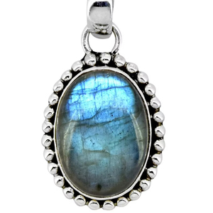 Collier pendentif en pierre précieuse labradorite pour femme en argent sterling 925 massif, design fait à la main avec chaîne, pierre de naissance de février - Product Image 1