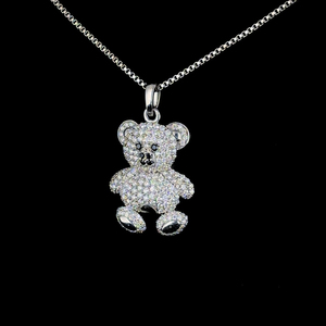 14K oro blanco Moissanite diamante oso de peluche colgante cadena Iced Out Hip Hop estilo Vintage boda regalo especial - Product Image 2