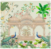 Toile de fond en tissu de 8x8 pieds, imprimé floral Pichwai, accessoire photo, décoration de mariage traditionnelle indienne, décoration de fête d'anniversaire, décoration d'événement