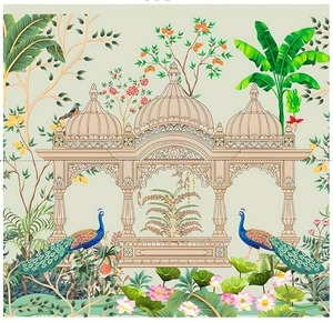 Toile de fond en tissu de 8x8 pieds, imprimé floral Pichwai, accessoire photo, décoration de mariage traditionnelle indienne, décoration de fête d'anniversaire, décoration d'événement - Product Image 6