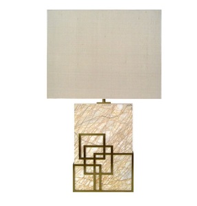 Lámpara de mesa decorativa para hotel, lámpara LED de metal, hierro, blanco, AC, moderna, 80, cristal, reloj LED de dominó, novedad - Product Image 1
