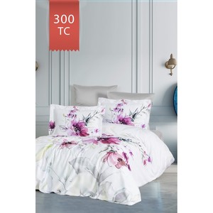Juego de Funda Nórdica Varol Royal Satin 300TC, Diseño Floral Verona, Funda Nórdica Doble Tamaño King para Cama Familiar, Relleno de Algodón Tejido - Product Image 2