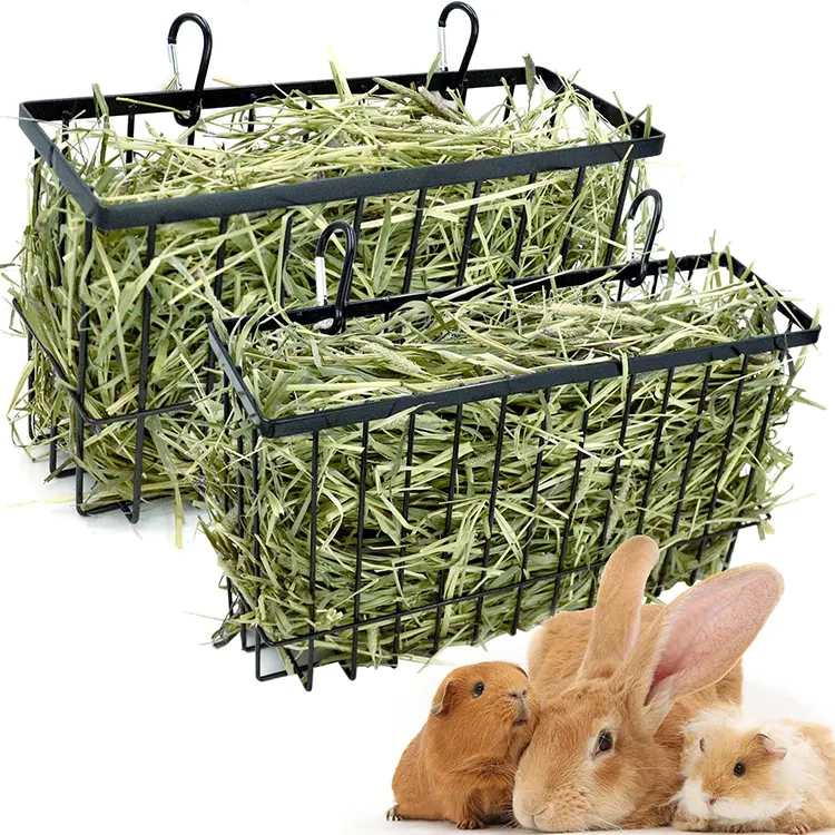 JH-Mech Bunny Hay Feeder Rack con struttura in metallo per cavia cincillà Rabbit Feeder acciaio inossidabile