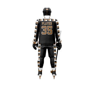 ชุดยูนิฟอร์มฮอกกี้น้ำแข็งสำหรับผู้ใหญ่ไซส์พลัส พร้อมบริการสกรีนแบบซับลิเมชั่นตามสั่ง OEM ผลิตจากโพลีเอสเตอร์ 100% แห้งเร็ว สวมใส่สบาย รับผลิตตามออเดอร์ - Product Image 3