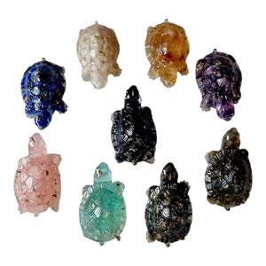 Natural citrine Crystal Turtle <b>Figurine</b> Epoxy Resin Artificial Tortoise Miniature Statue Feng Shui Turtle Sculpture - Product Image 3