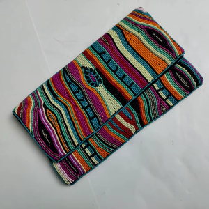 Bolso bordado con cuentas multicolor con piedra perla de imitación Vintage mariposa sólido conjunto completo cadena de eslabones encanto bolsa - Product Image 1