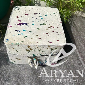 New Western Stylish Handcrafted Metallic Hair on Hide Fur Leather Jewelry Boxes Cute Travel Jewelry Essentials Minimal Storage - Product Image 1