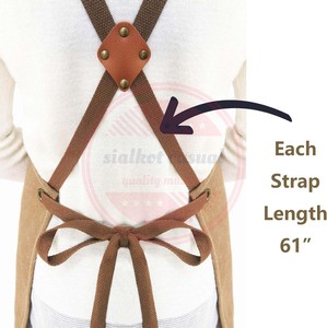 Delantal de peluquero profesional de salón para hombres y mujeres con bolsillos grandes \ Delantal ajustable con espalda cruzada de algodón - Product Image 6