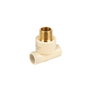 Scatola 10 ad alta pressione CPVC maschio riducente Tee 3/4 \ "X 3/4 \" X 1/2 \ "inserto in ottone ASTM connettori Standard PVC-U superficie liscia - Product Image 1
