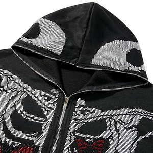 Men's Oversized Rhinestone Hoodies, Custom Logo Bling Pullover, Heavyweight Cotton Streetwear OEM Factory - Product Image 6