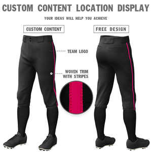 Vêtements de sport Garçons Youth Gamer Pull Up Pantalon de baseball Couleur noire Côté Bandes roses Beltloops Pantalon de baseball personnalisé confortable - Product Image 4
